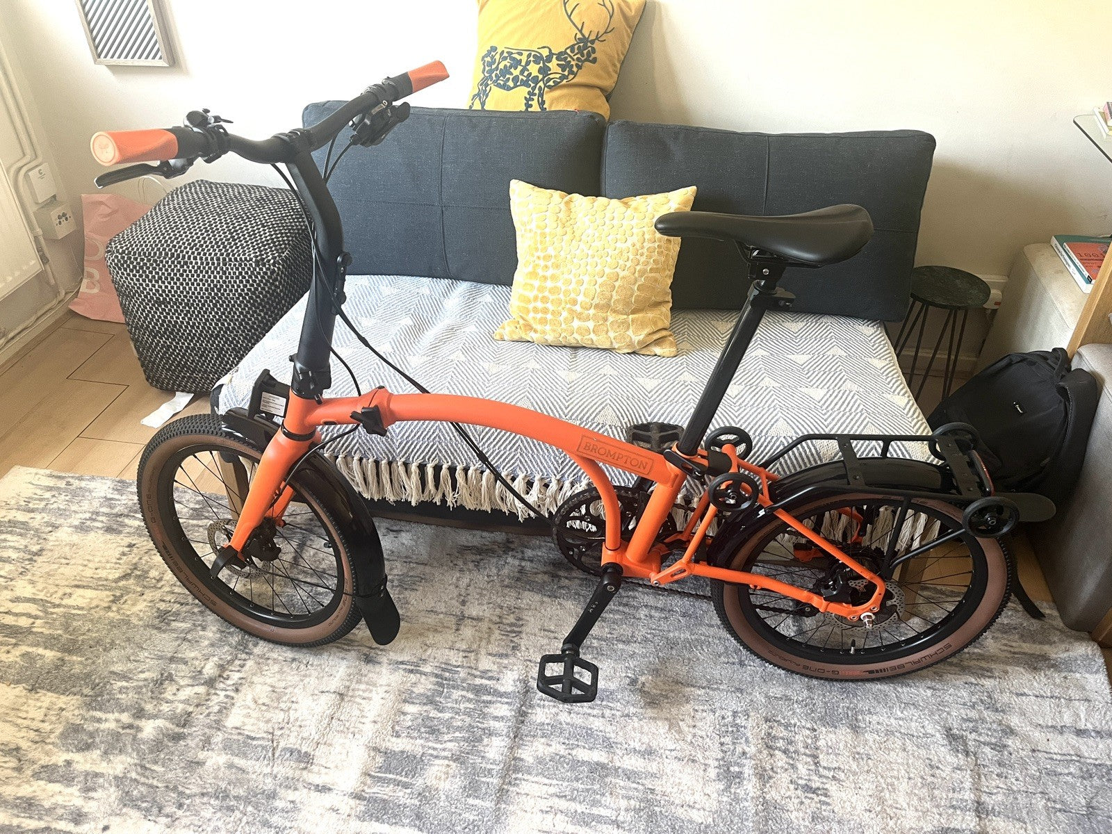 Brompton G Line Adventure Orange w Mudguards and Rack 8 Speed, Large