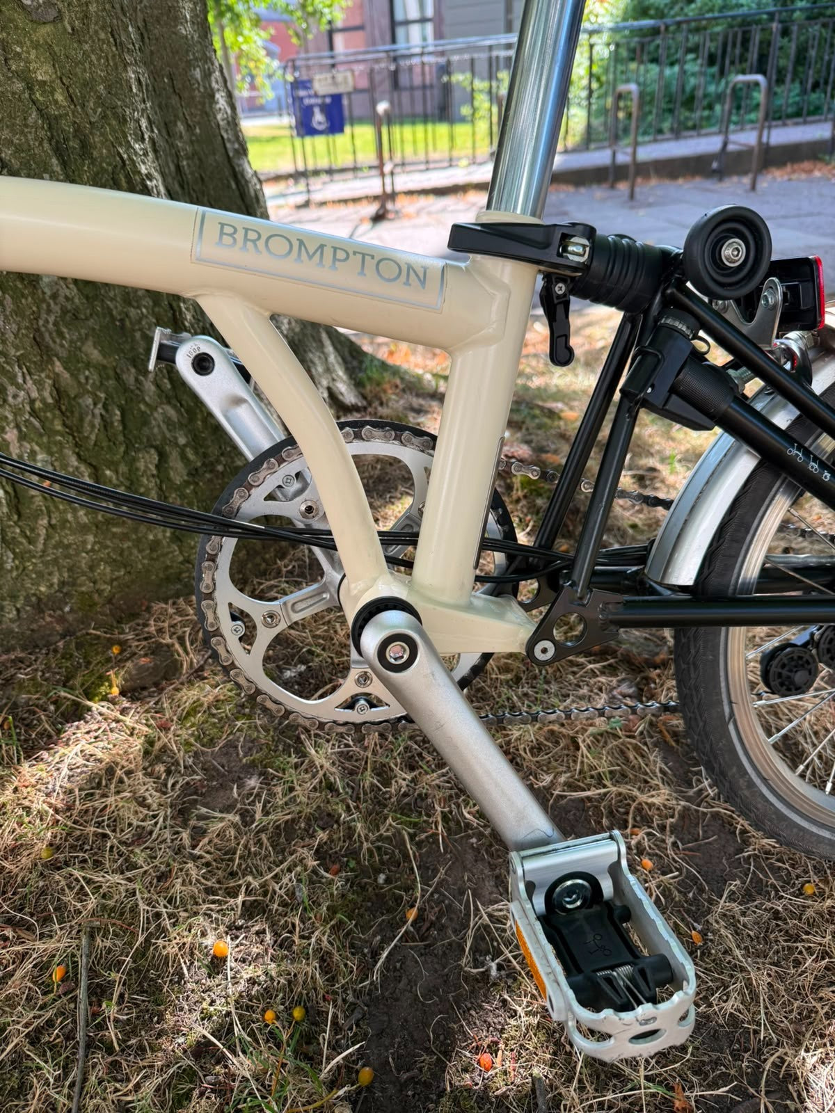 brompton folding bike 6 speed c line cream