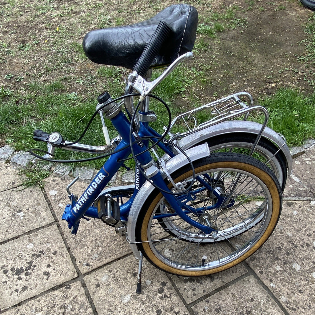 Phoenix Pathfinder Single Gear Foldable Bike with Rear Rack Blue