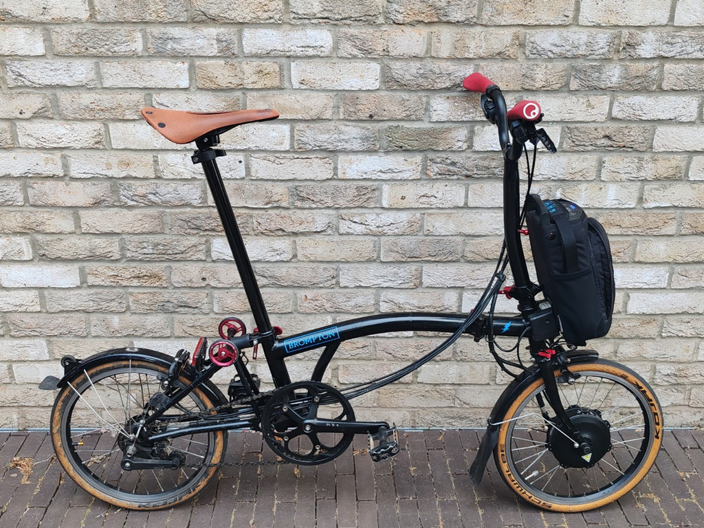 Brompton Elec M6L 6 Speed Folding Black Custom Schwalbe Kojak Tanwall