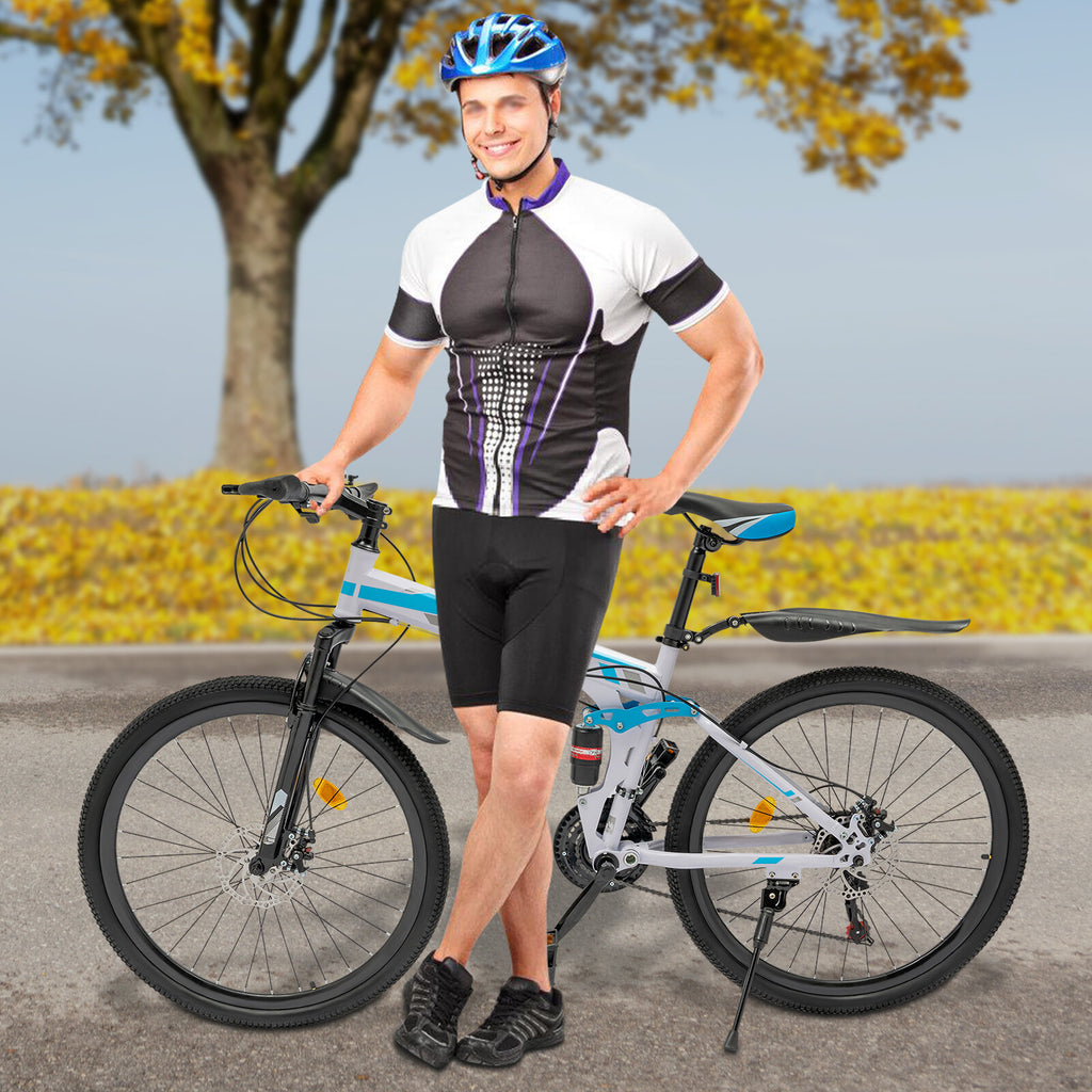 26" Folding Mountain Bike 21 Speed Men Bikes MTB Bicycle School Dual Disc Brake