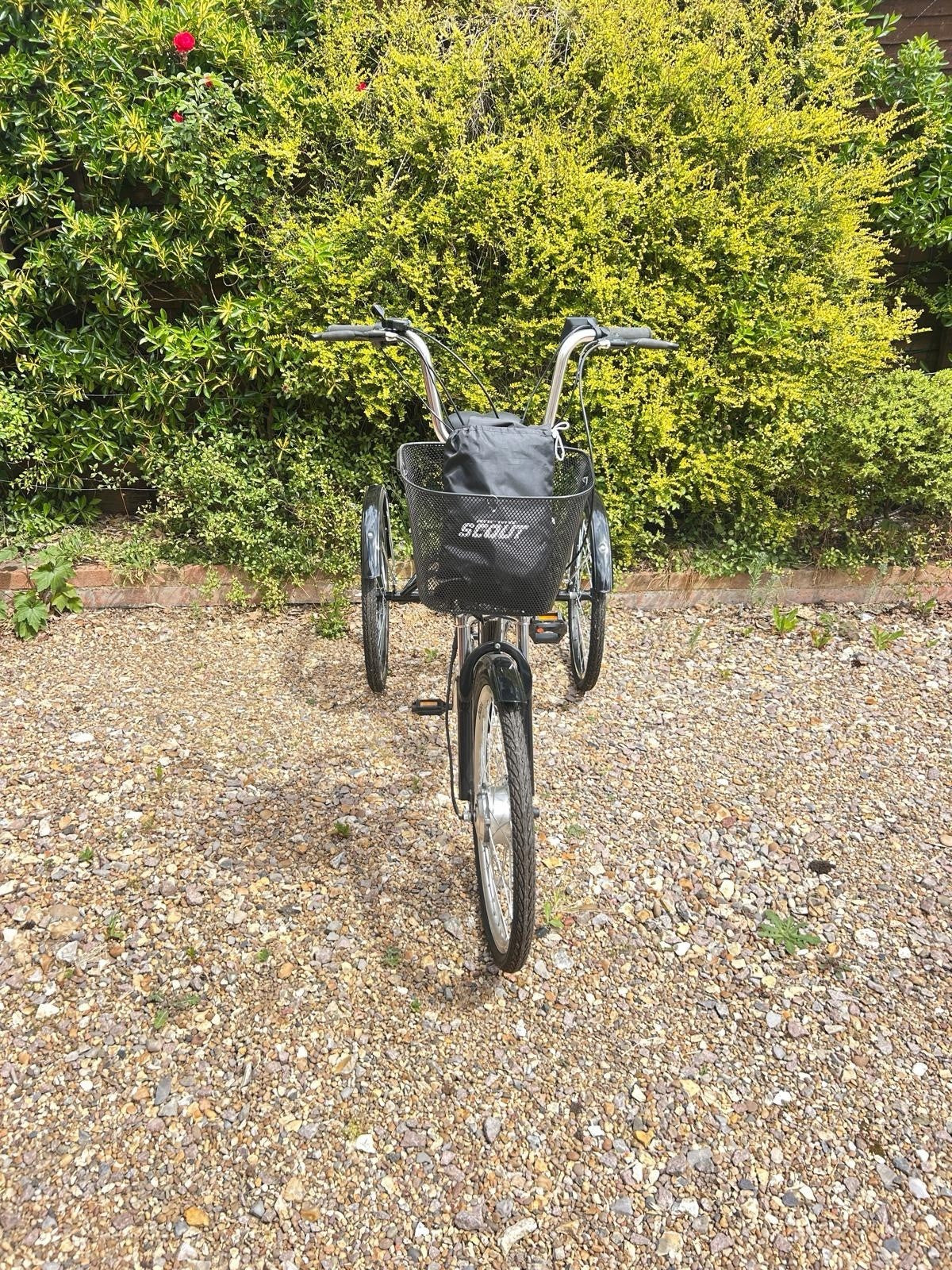 Unisex Adult electric folding frame, 24”Tricycle 3-Wheel Bike with Basket