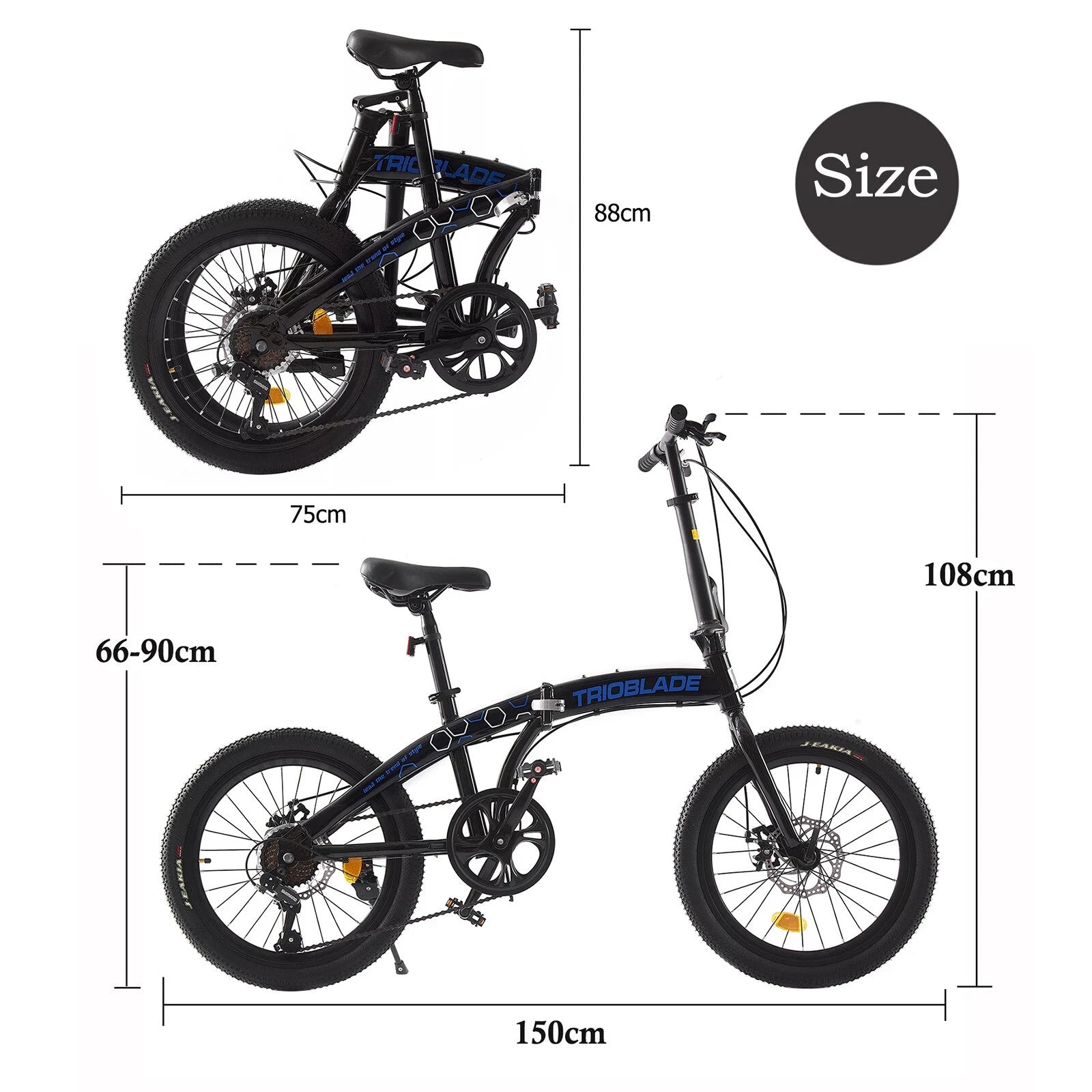 Folding Bicycle 20 Inch Bikes for Adults 7-Speed Variable Foldable City Bicycle