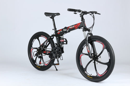 26" Folding Mountain Bike & 24 Inch 21 Speed, Double Suspension Alloy Wheel
