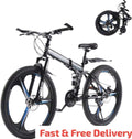 24"-27.5"Folding Mountain Bike 21Speed Full Suspension Bicycle For Men WomenGift