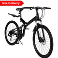 26 Inch Folding Mountain Bike, Mountain Bike Full, Suspension Disc Brake Bicy...
