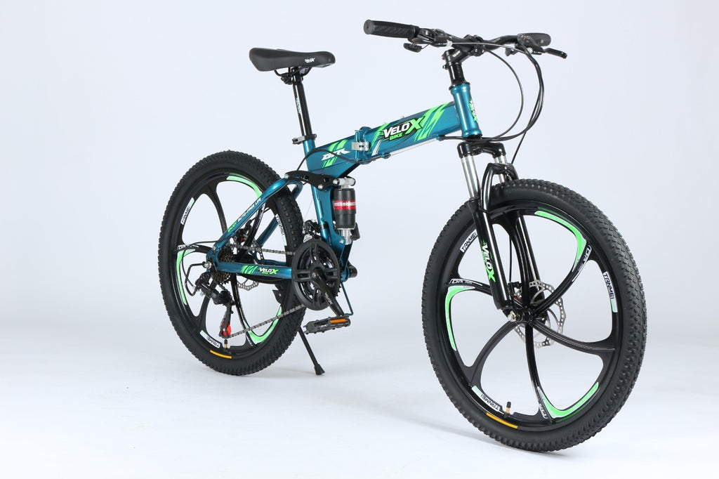 24"/26" Folding Mountain Bike – Full Suspension, Disc Brakes, Lightweight Frame