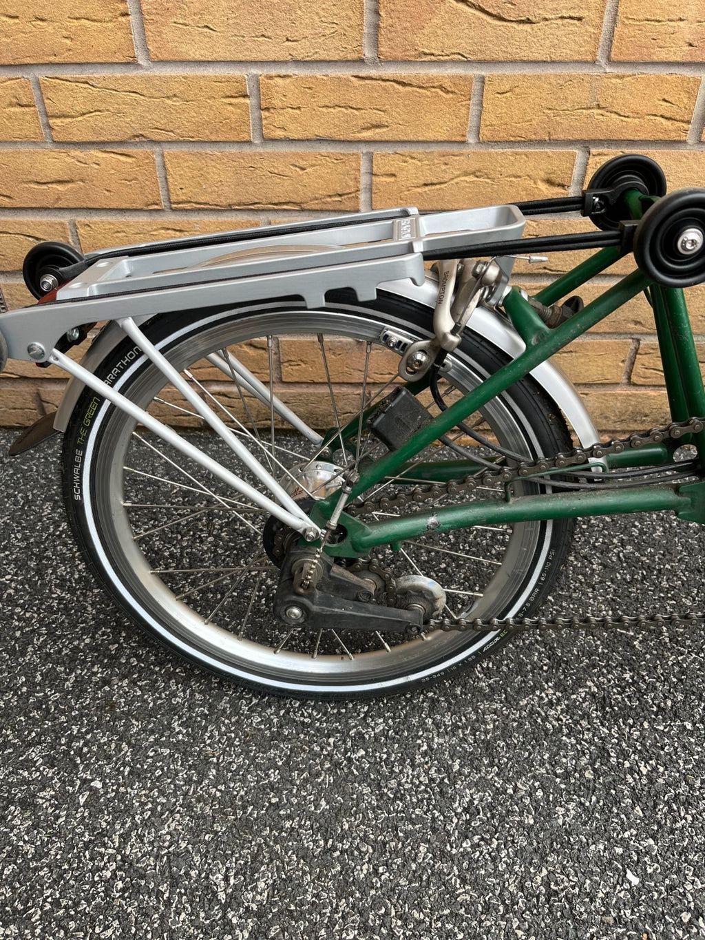 Brompton M3L in Racing Green, newly serviced with rear rack