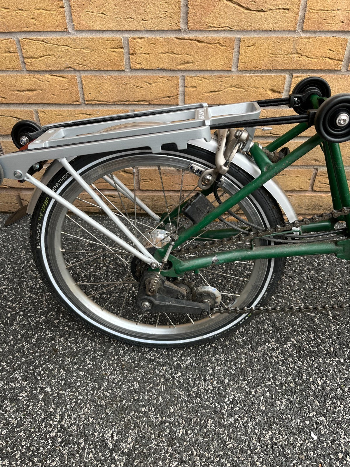 Brompton M3L in Racing Green, newly serviced with rear rack