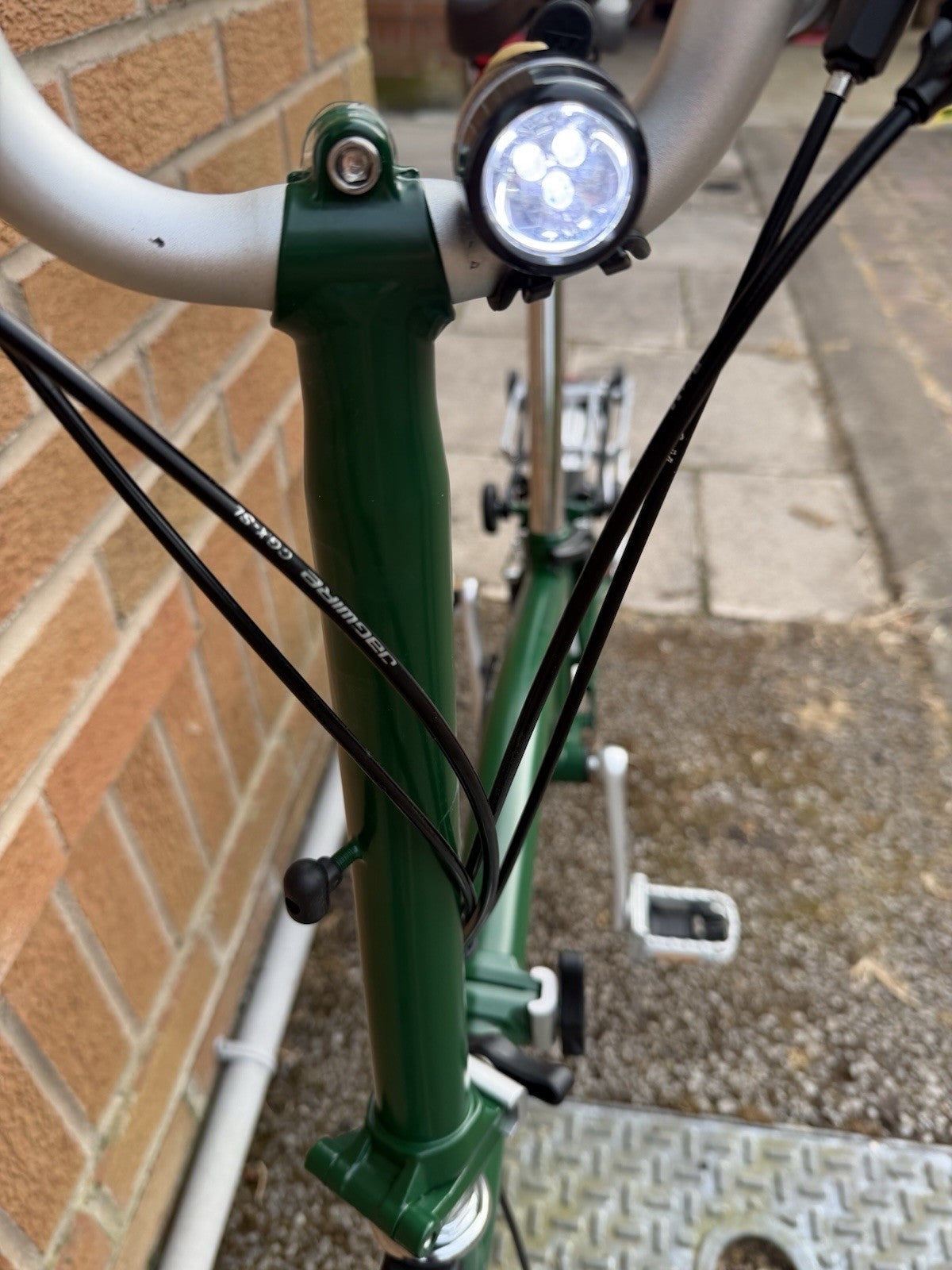 Brompton Folding Bike 16in Green/Silver w/ Front & Rear Lights Reflectors