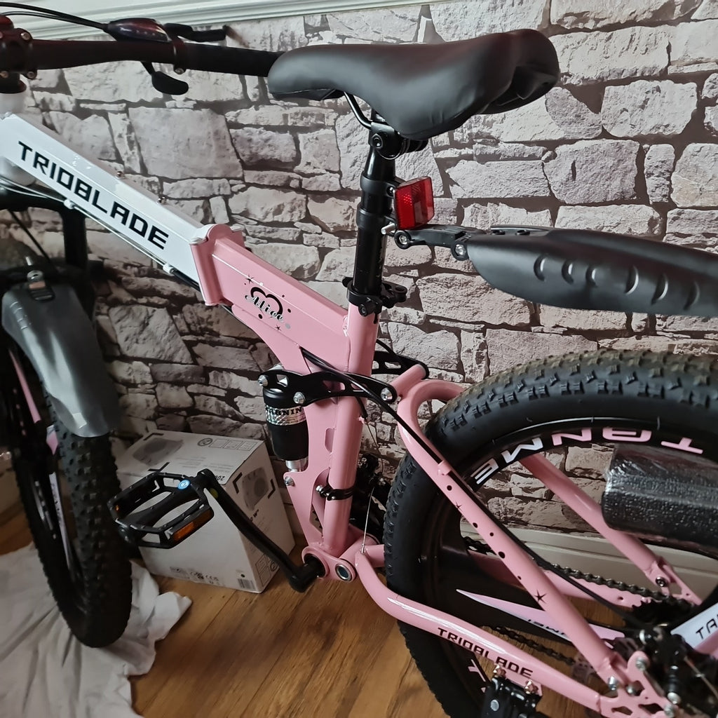24"26" Folding Mountain Bike 21 Speed Full Suspension Bicycle For Men Women New