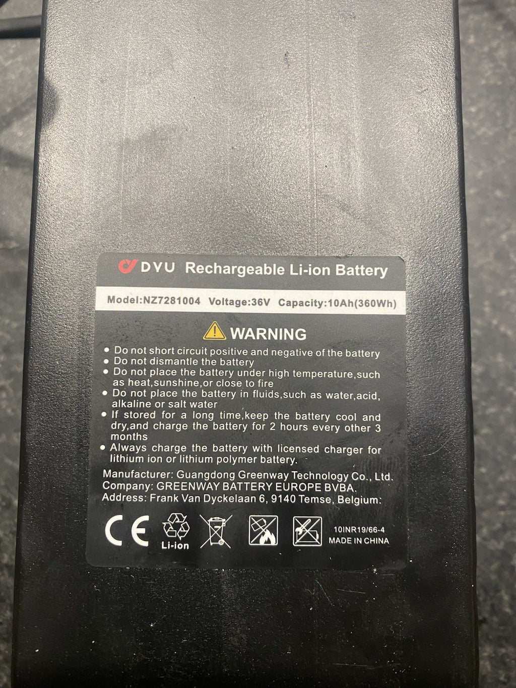 DYU battery and charger e bike