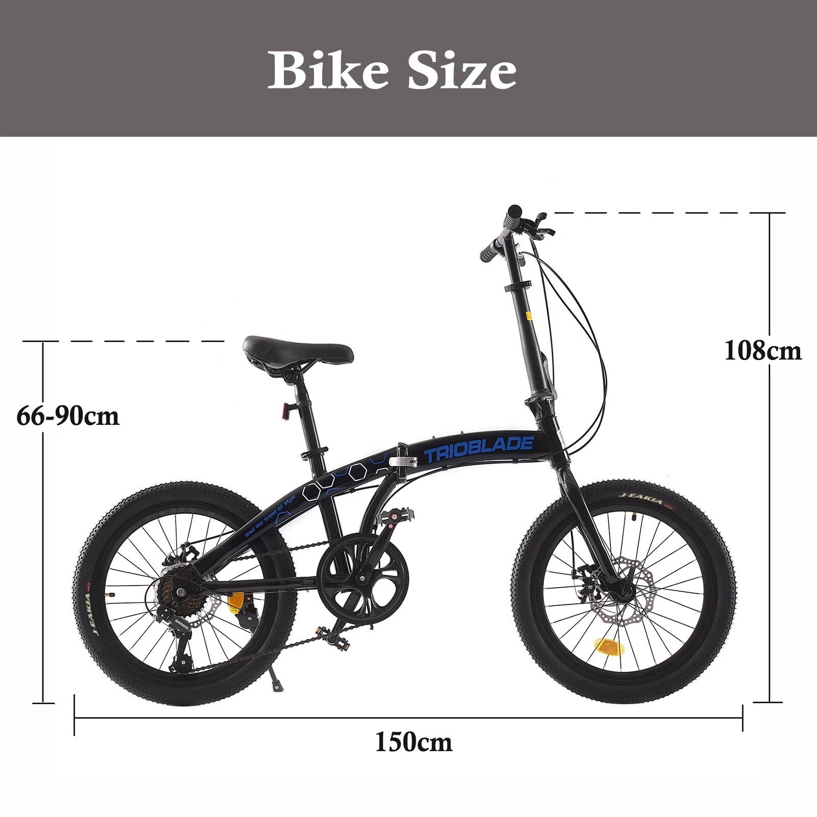USED - 20 inch Unisex Folding Bike Adult City Bike Disc Brakes Bicycle White