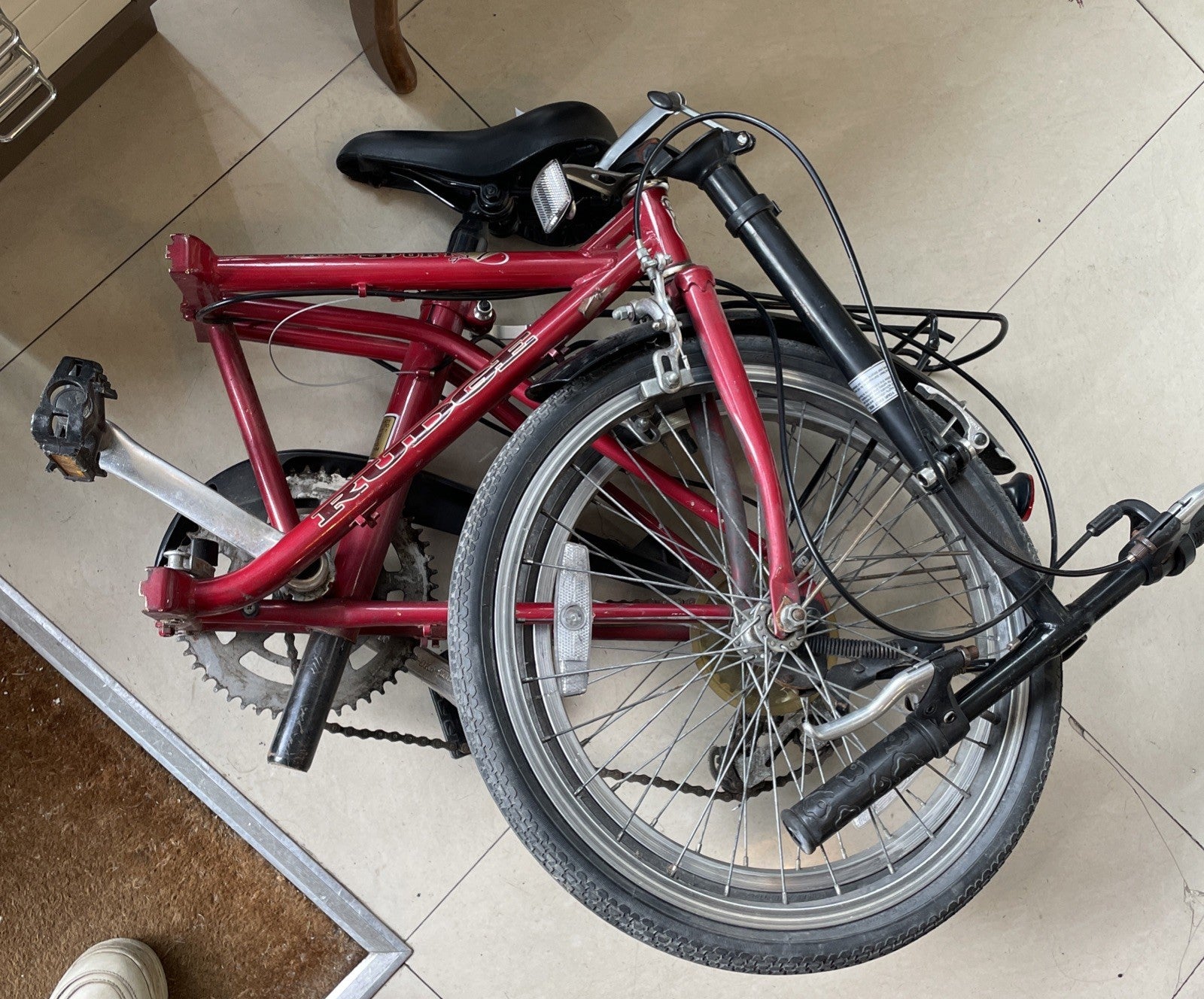 RARE VINTAGE RED RUDGE TRANSPORT 7 FOLD UP BIKE BICYCLE FOR RESTORATION