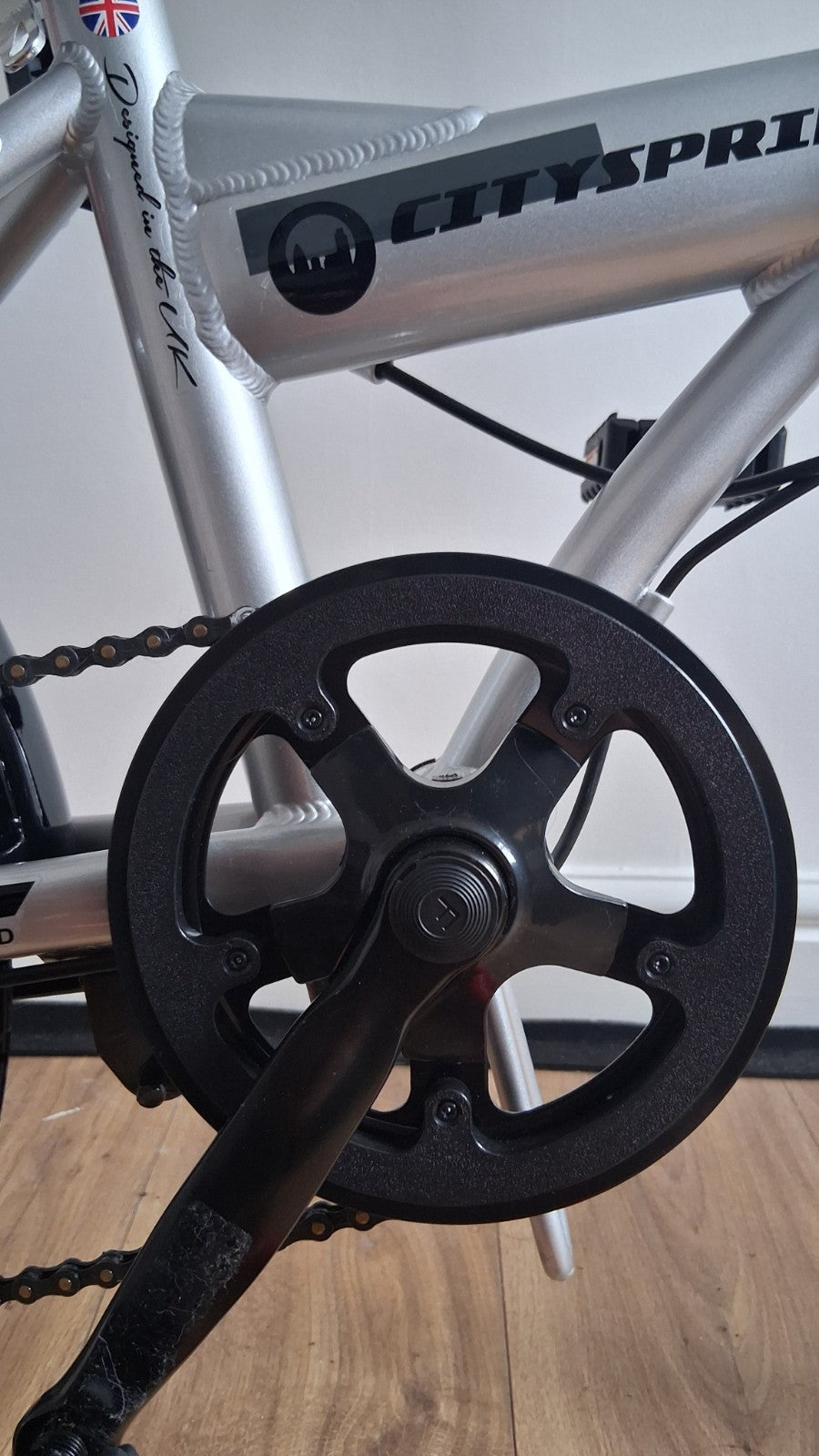 Cross Citysprint Folding Bike 20in Silver/Black, Mudguards, Twist Grip