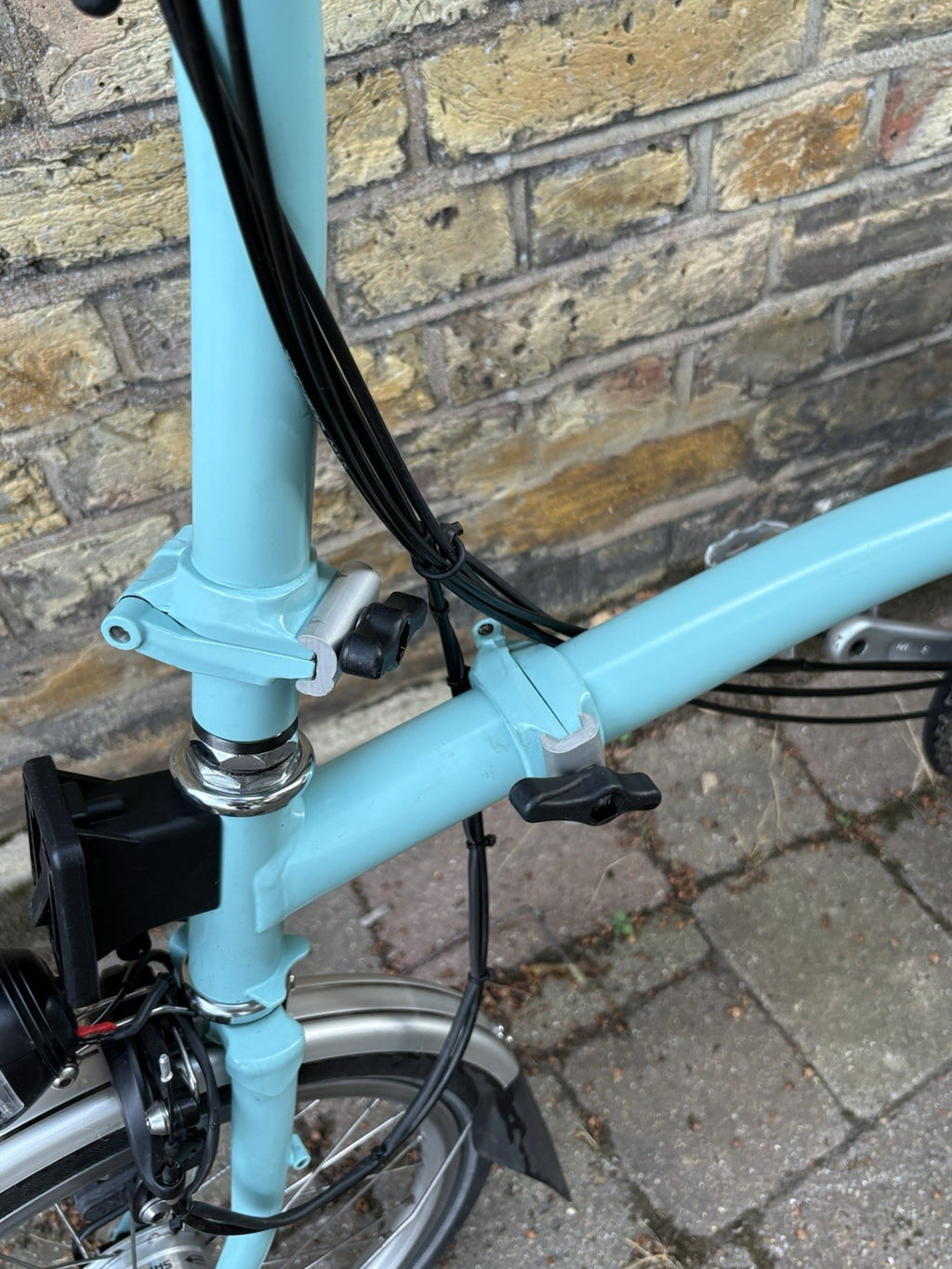 Brompton M6R Folding Bike - Celeste w/ Mudguards, Rack And Dynamo Light Set