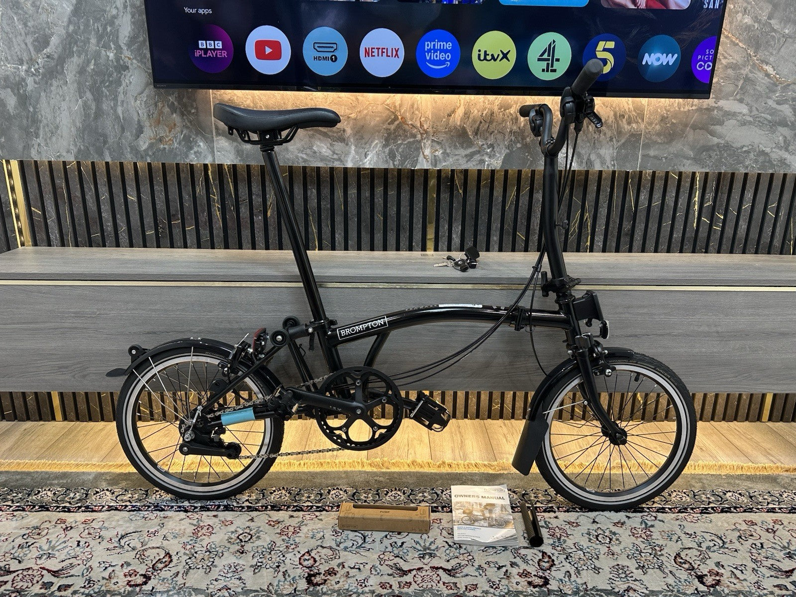 Brompton C Line 6 Speed Mid Handlebar Folding Bike - Matt Black