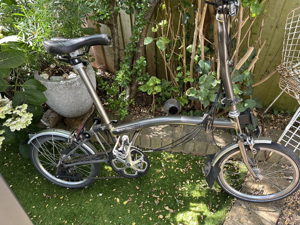 Brompton Folding Bike P-Line Super light Titanium 6 Speed in raw lacquer