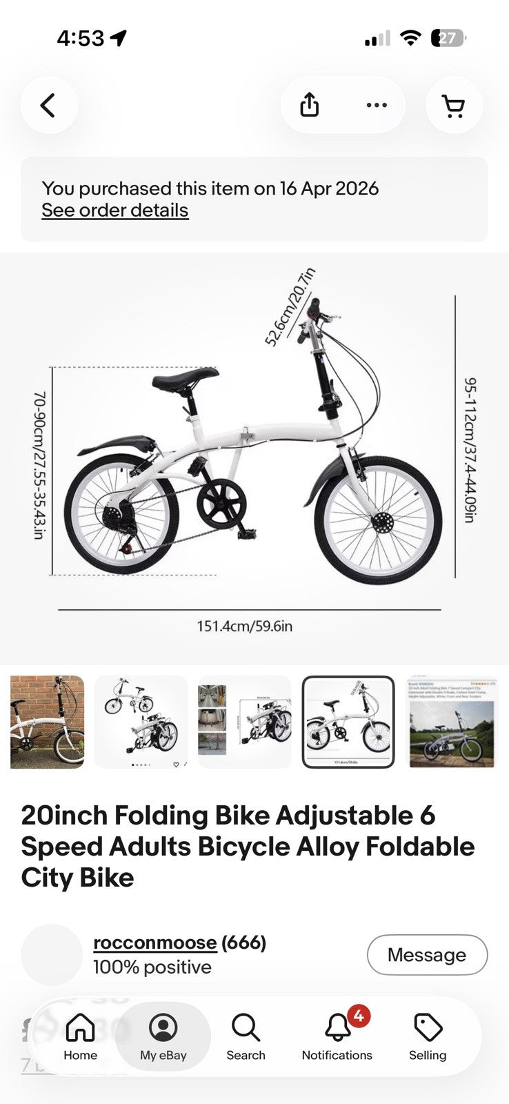 20inch Folding Bike Adjustable 6 Speed Adults Bicycle Alloy Foldable City Bike