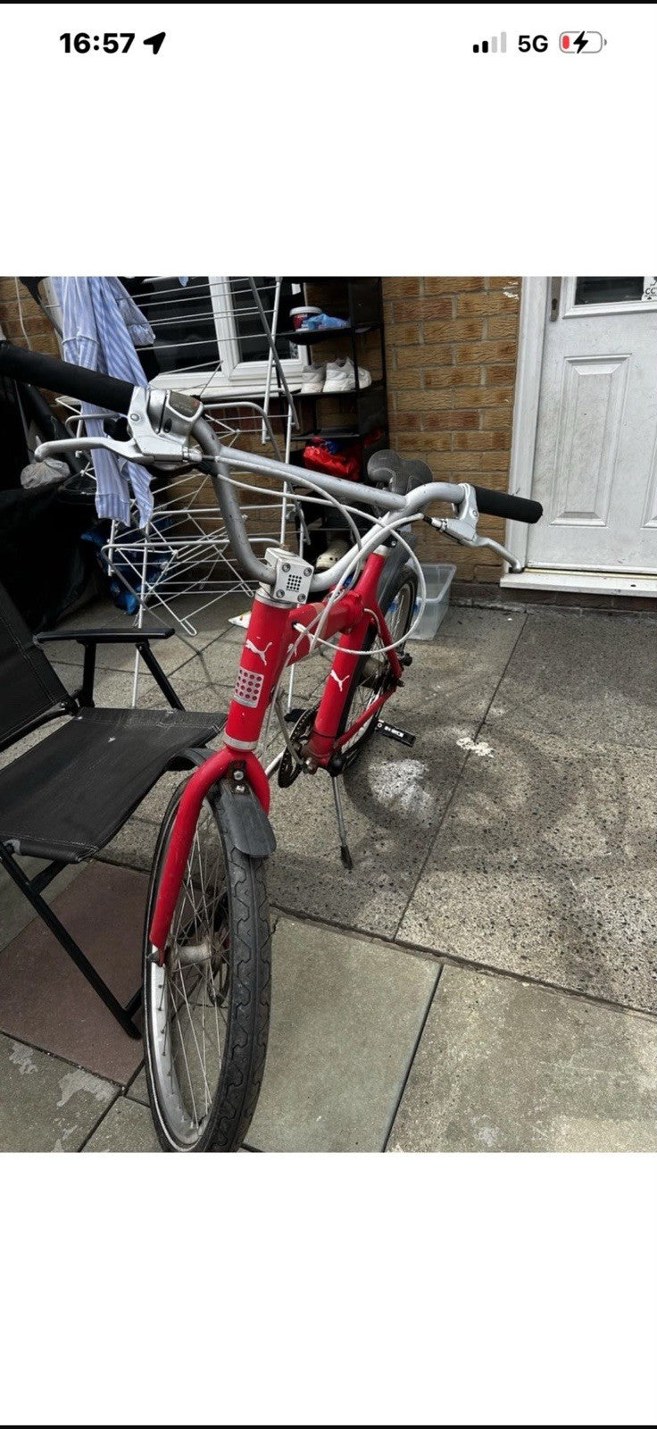 Puma Chimp Folding Bike 20in Red, Mechanical Disc Brakes, Mudguards, Rack