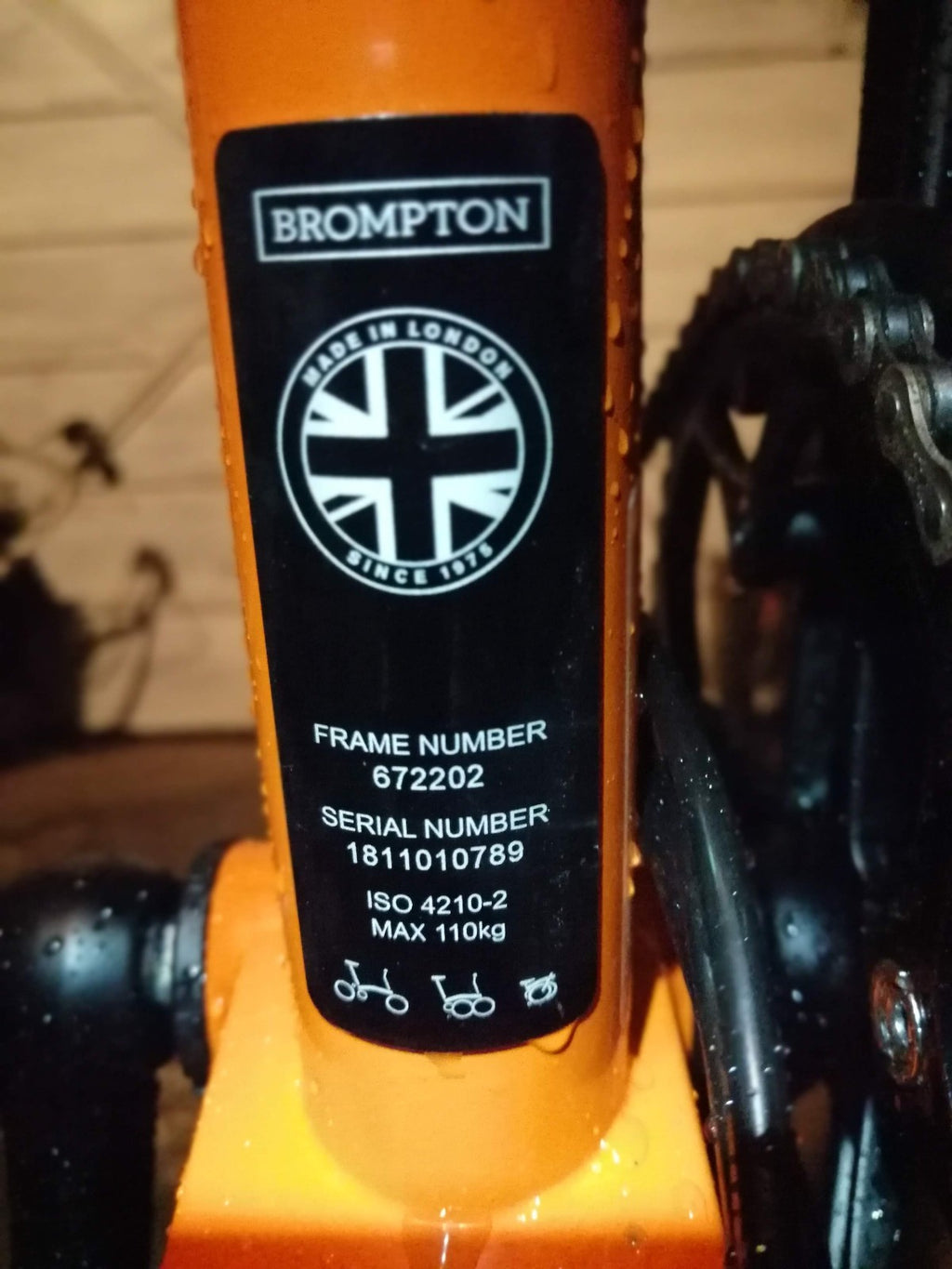 Brompton C Line H6L (6 Speed)  folding bicycle - rare Orange "Black Edition" mod