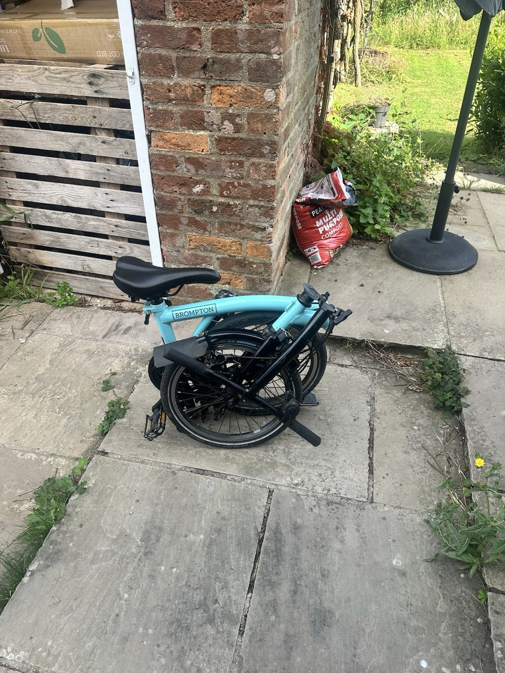 Brompton Folding Bike 2 Speed Blue/Black 16in Wheels with Mudguards