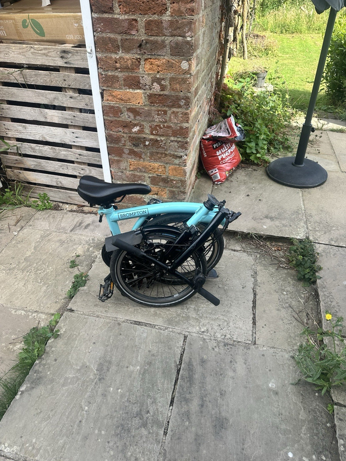 Brompton Folding Bike 2 Speed Blue/Black 16in Wheels with Mudguards