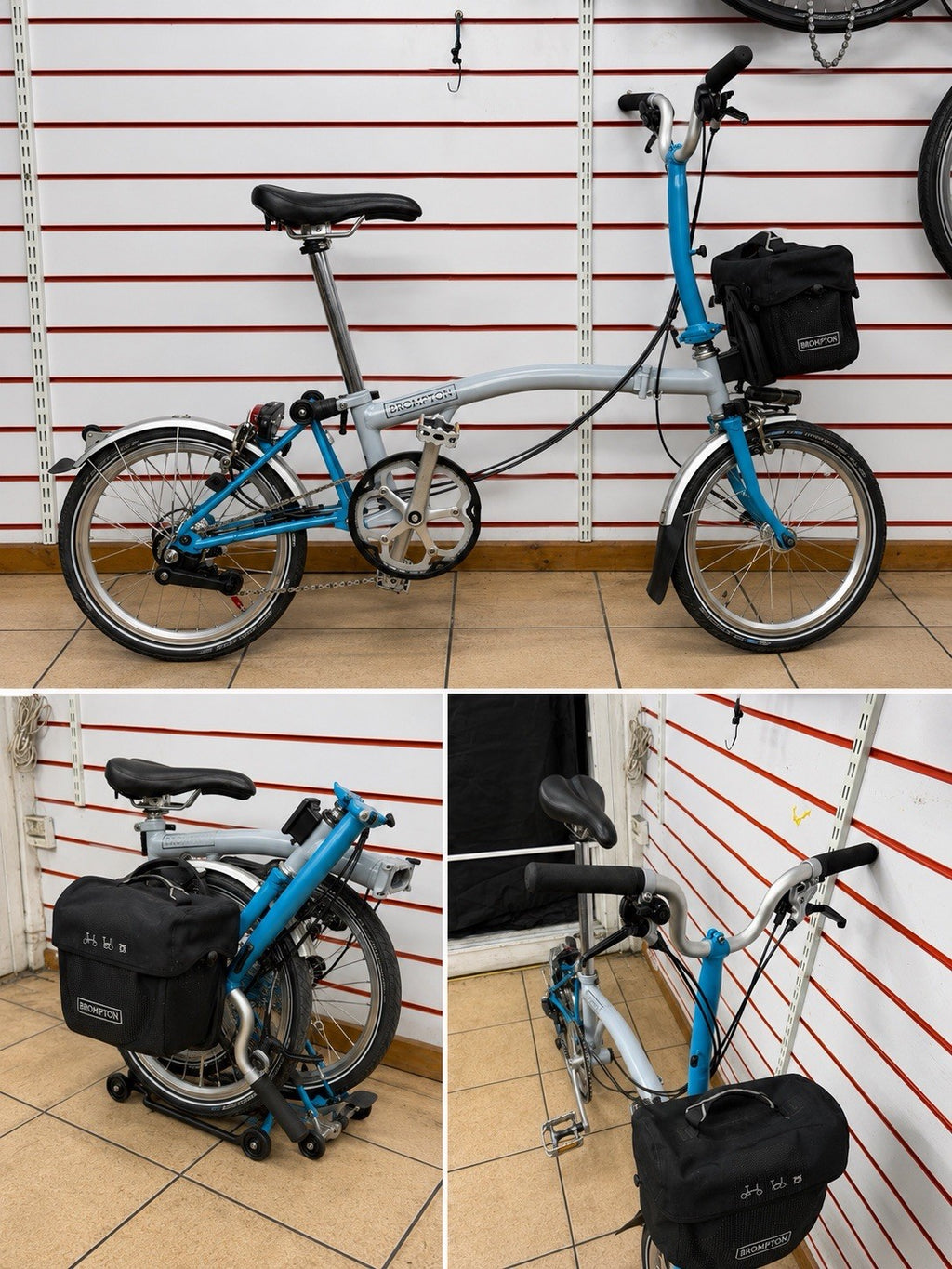 Brompton Folding Bike M6L Grey/Turquoise + Brompton Front Bag,excellent Con: