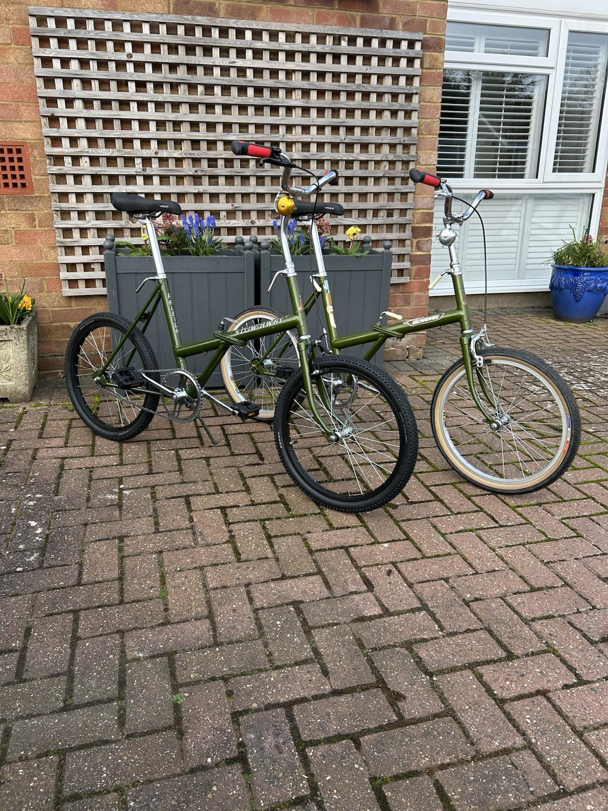 Pair of Customised Retro Nottingham-built Steel Raleigh Stowaway Folding Bikes