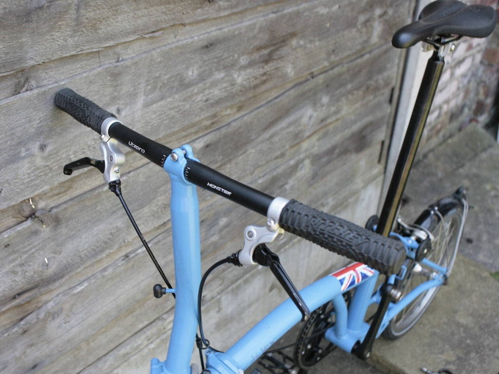 Brompton Blue / black, Union jack 1/ 2 speed folding bicycle, new parts restored