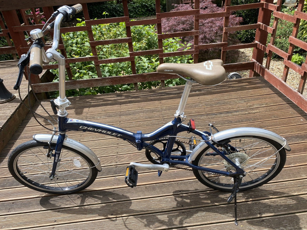 🔥Rare Chevrolet Chevy 20in Folding Bike 6 Speed Shimano Revoshift Blue