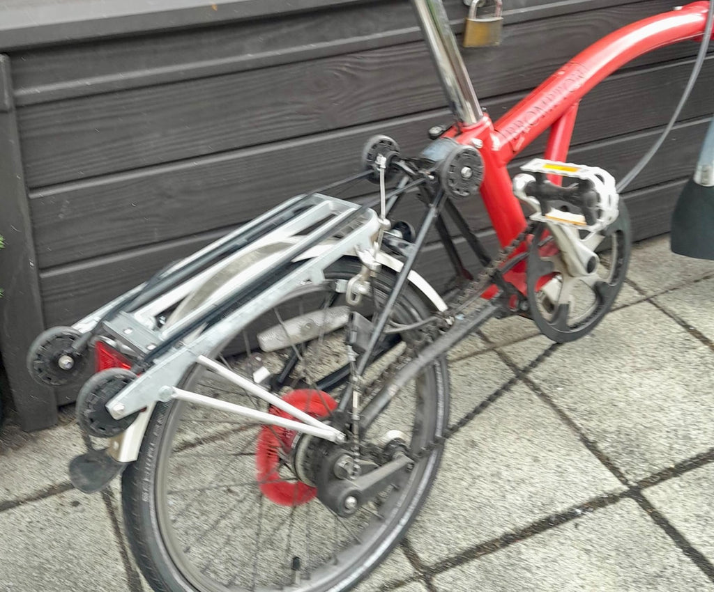Brompton Mk II folding bike, 3-speed hub, marathon plus, w/ briefcase / cover