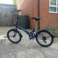 BASIS Compact 20in Blue Folding Bike 6-Speed Shimano, Mudguards Kickstand