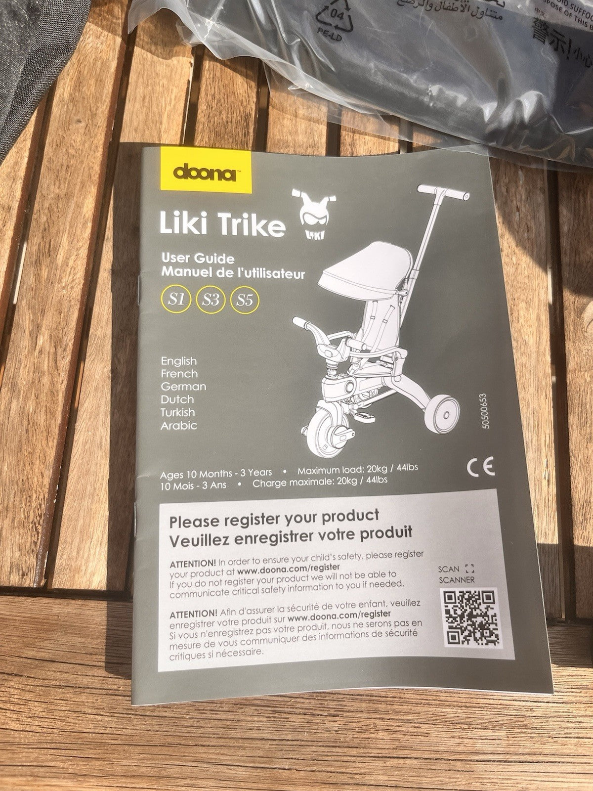 Doona Liki Trike Folding Trike w/ Push Handle, Canopy, Travel Bag & Cup Holder