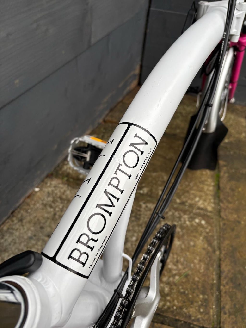 Brompton M3L Folding Bike 3 Speed White / Hot Pink