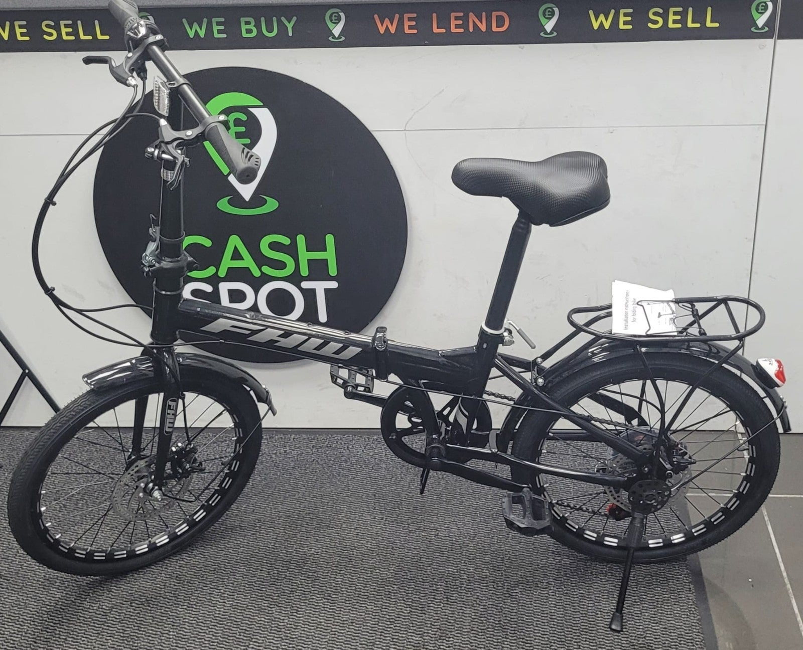 FHW 20" Folding Bike 7-Speed Disc Brakes Black NEW Ex-Display