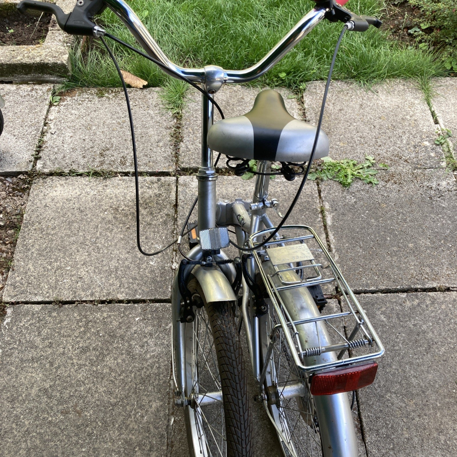 TWO Stowabikes 20in Folding Bikes Silver Rear Rack Mudguards Grip Shifter