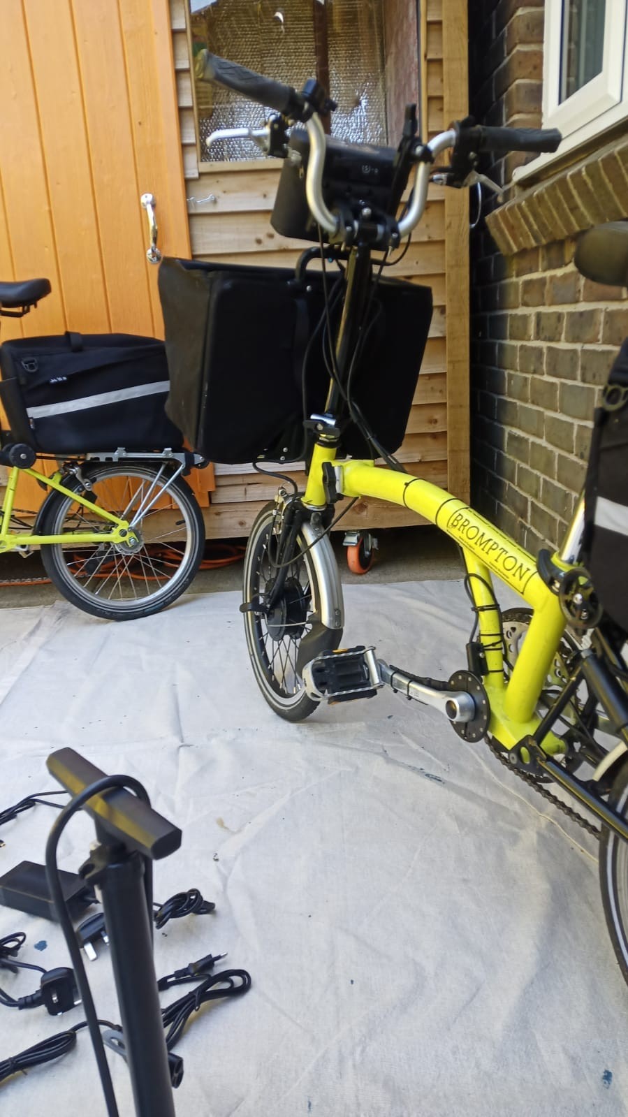 A Pair of Yellow Bromton Bikes with switch conversion. Excellent Condition