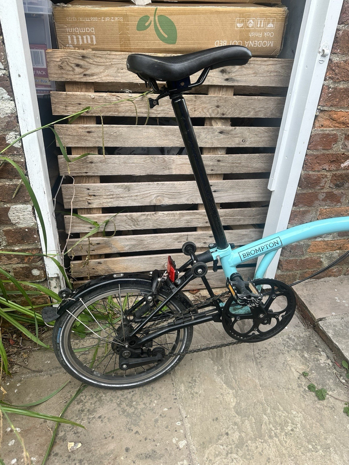 Brompton Folding Bike 2 Speed Blue/Black 16in Wheels with Mudguards