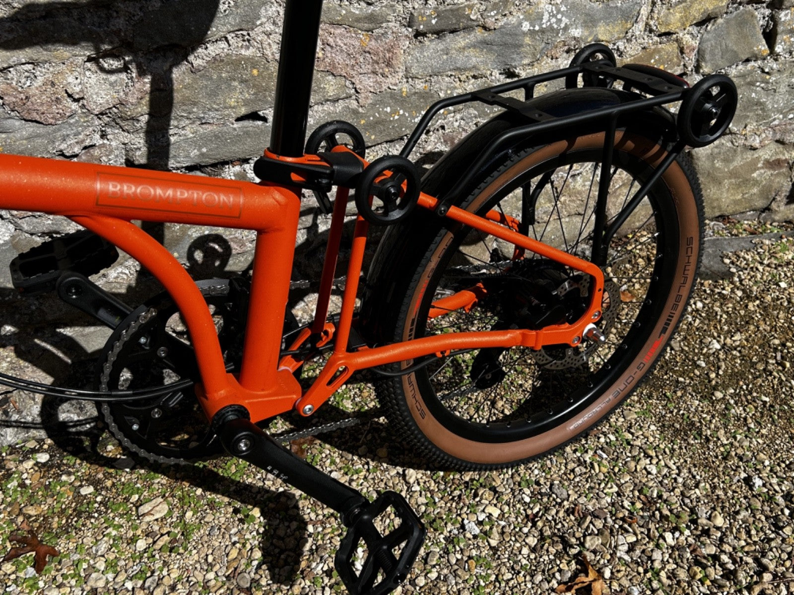 Brompton G Line with roller frame, 8 speed, size small, Adventure Orange