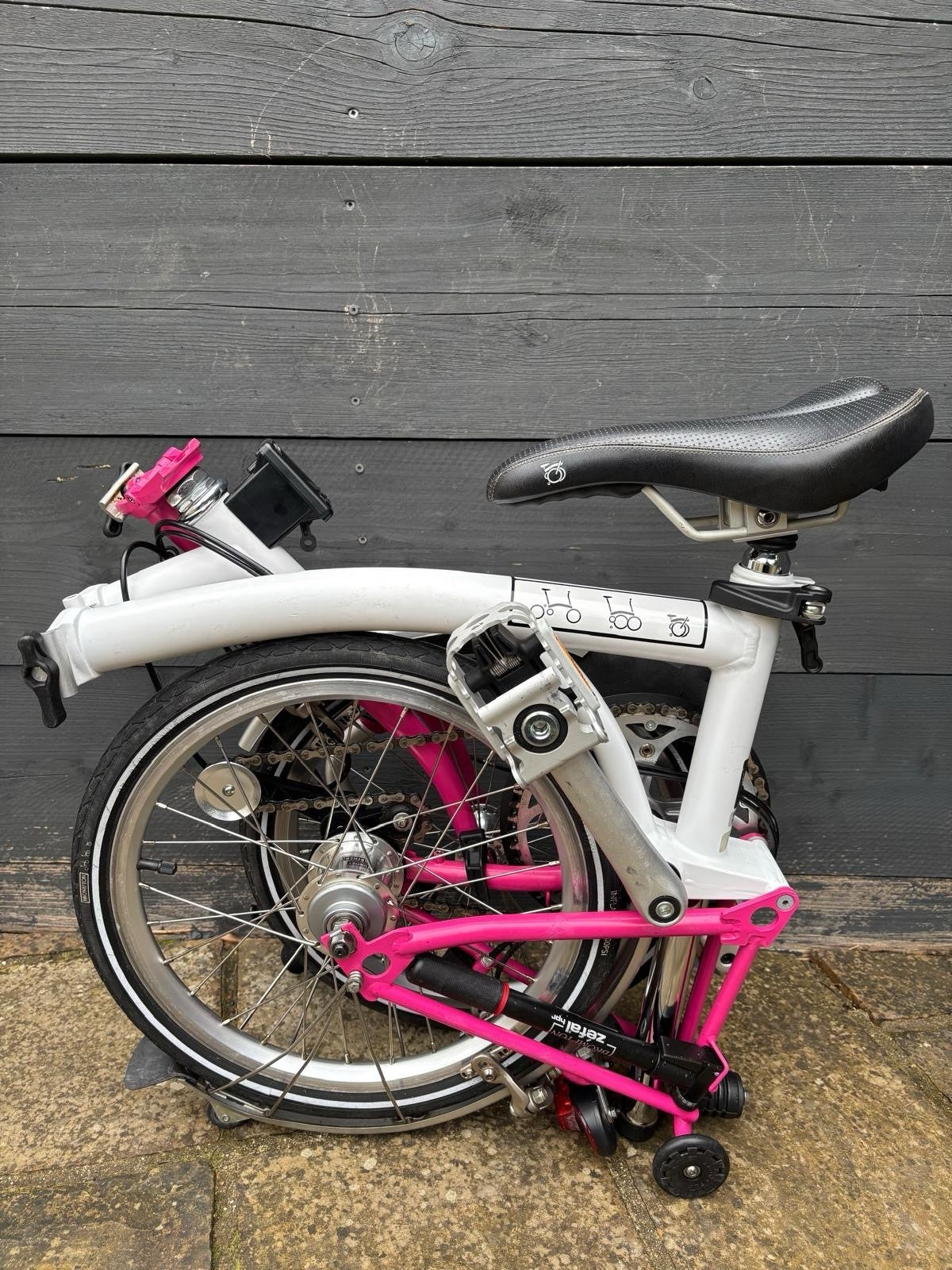 Brompton M3L Folding Bike 3 Speed White / Hot Pink