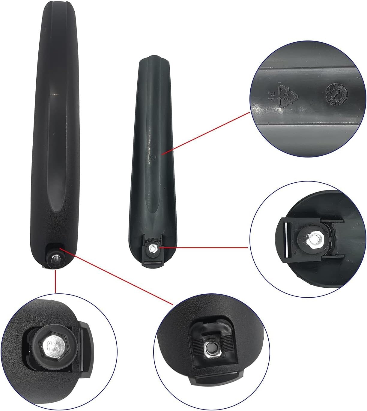 BMX Folding Bike Mudguard Set - Black, Front and Rear, PA Plastic, Small Wheel