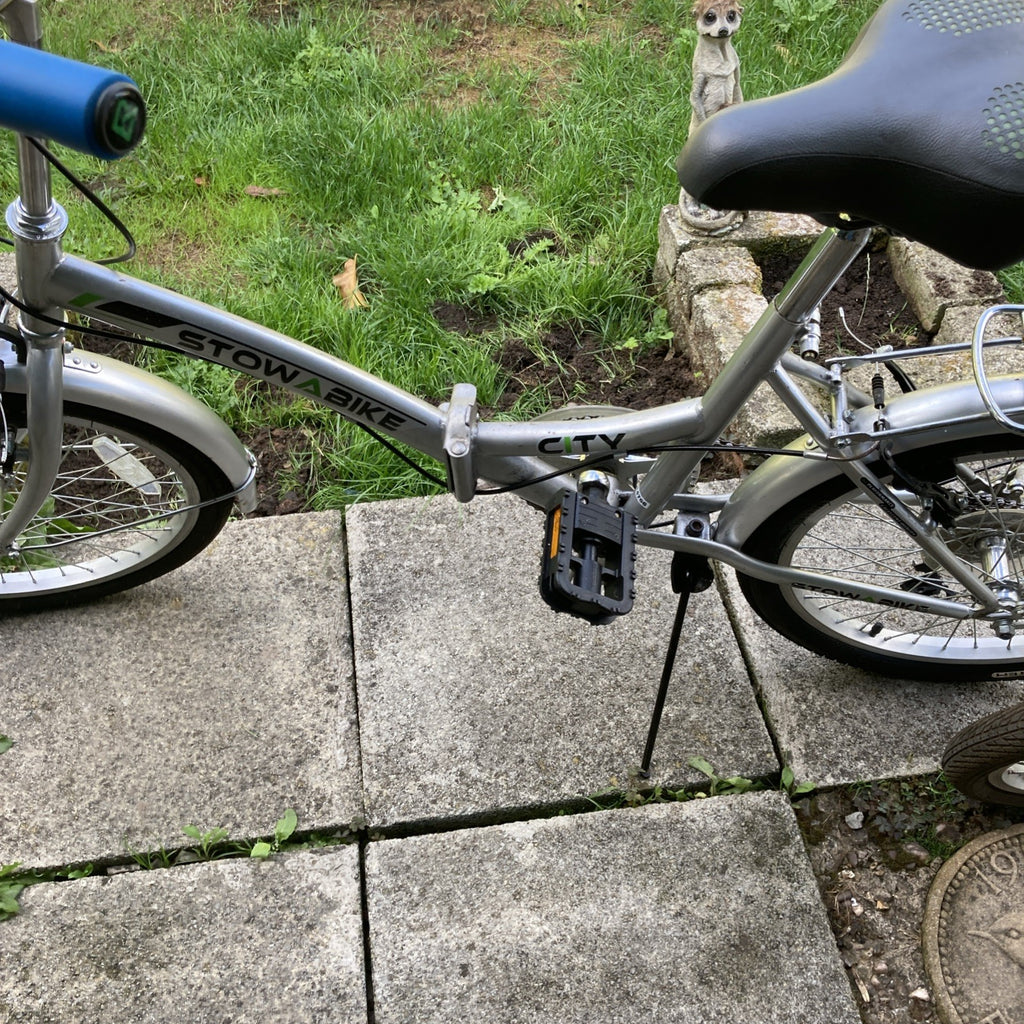 TWO Stowabikes 20in Folding Bikes Silver Rear Rack Mudguards Grip Shifter