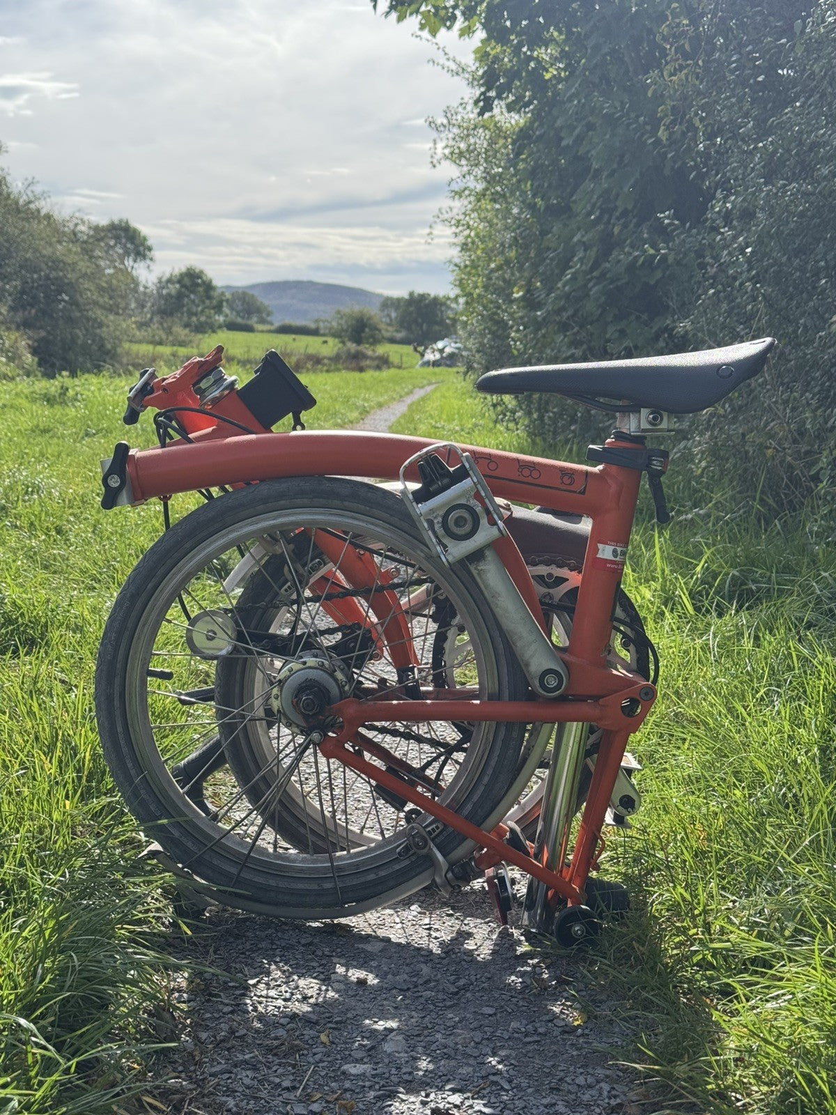 Brompton S3L Orange 3 Speed flat handlebars, Brooks Cambium Saddle