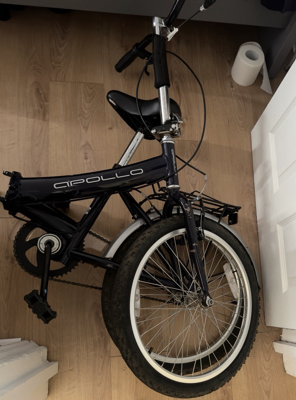 Apollo Folding Bike 20 in Blue/Black Rear Rack Mudguards Caliper Brakes