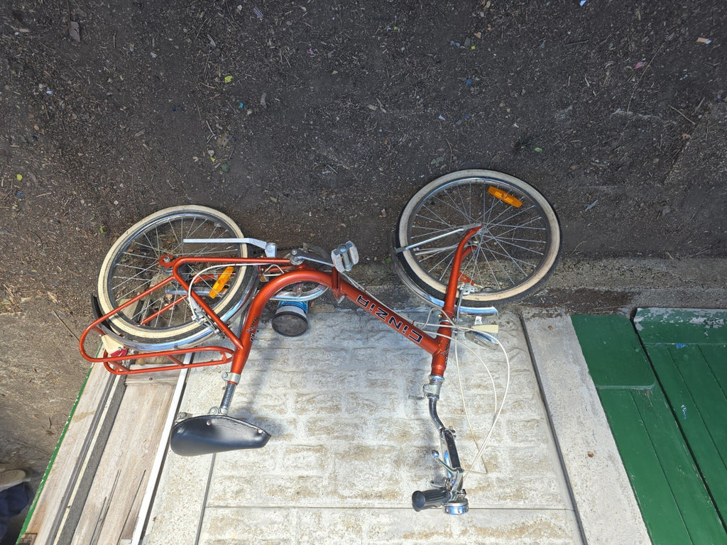 Cinzia Vintage Folding Bicycle Orange Frame Made In Italy 1980s Used Condition