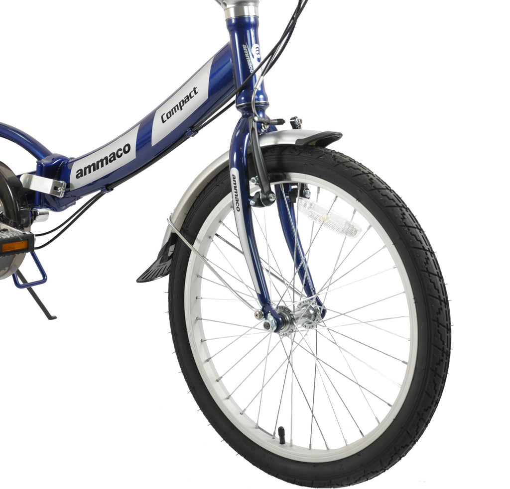 Ammaco Pakka Compact 20 Inch Wheel Folding Shopper Camping Bike 6 Speed Blue