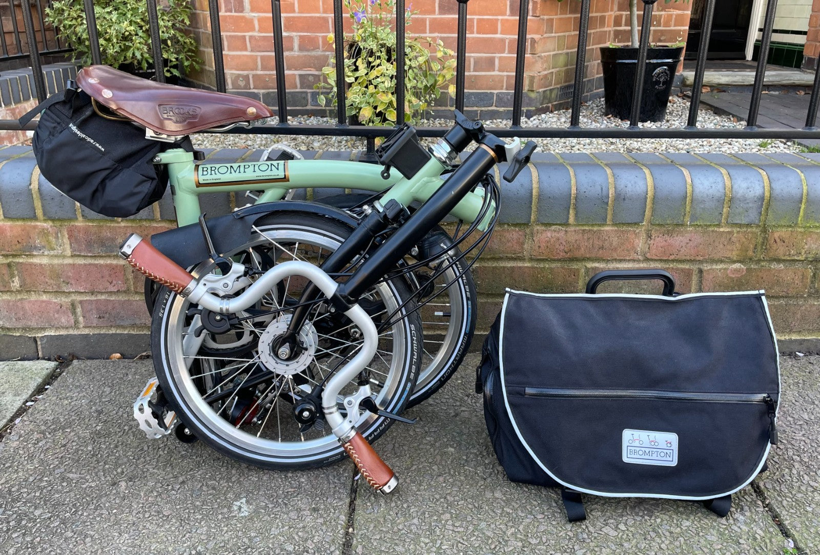 BROMPTON 6-SPEED H-TYPE CUSTOM URBAN TOURER, SAGE GREEN with BLACK EXTREMITIES