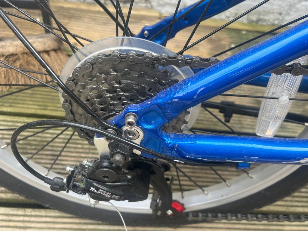 apollo tuck folding bike, blue, six-speed
