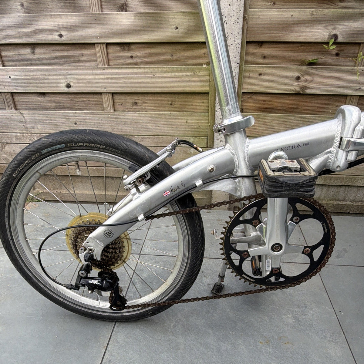 Bickerton Junction 1909 20in Folding Bike 7 Speed Silver Mudguards M Alloy